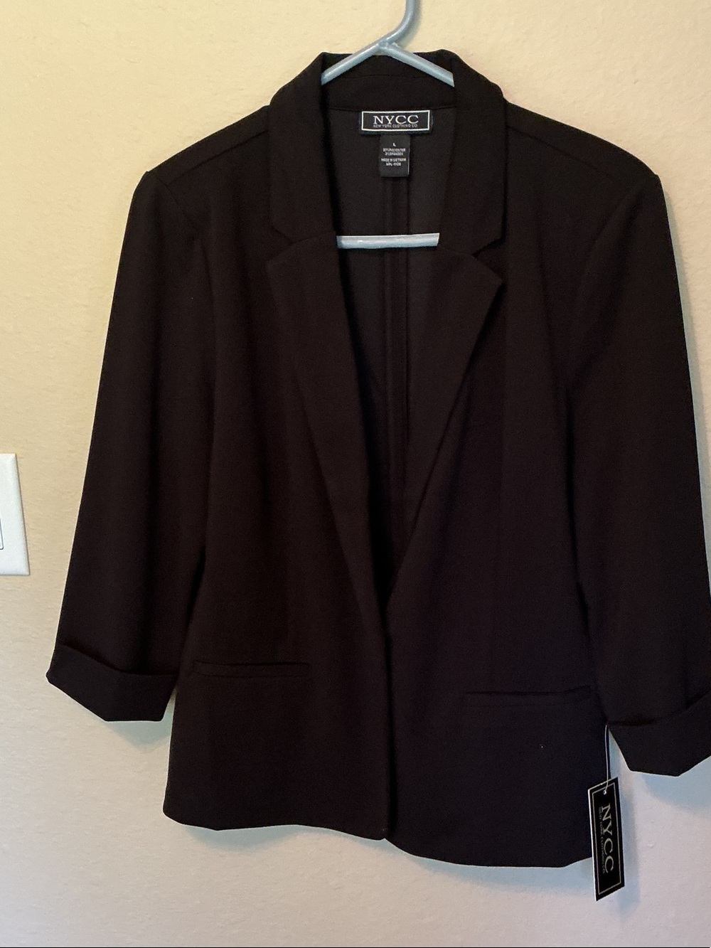 NYCC Women's Dark Black Open-Front Blazer